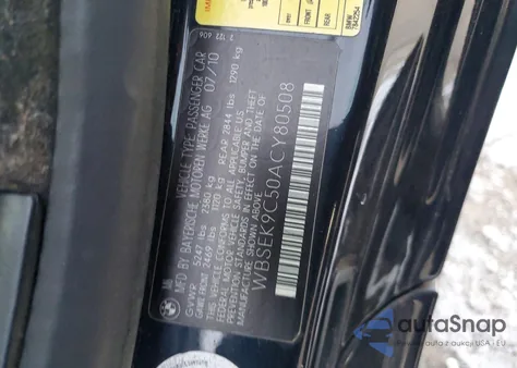 2010 BMW M6 z USA, uszkodzony, nr VIN WBSEK9C50ACY80508